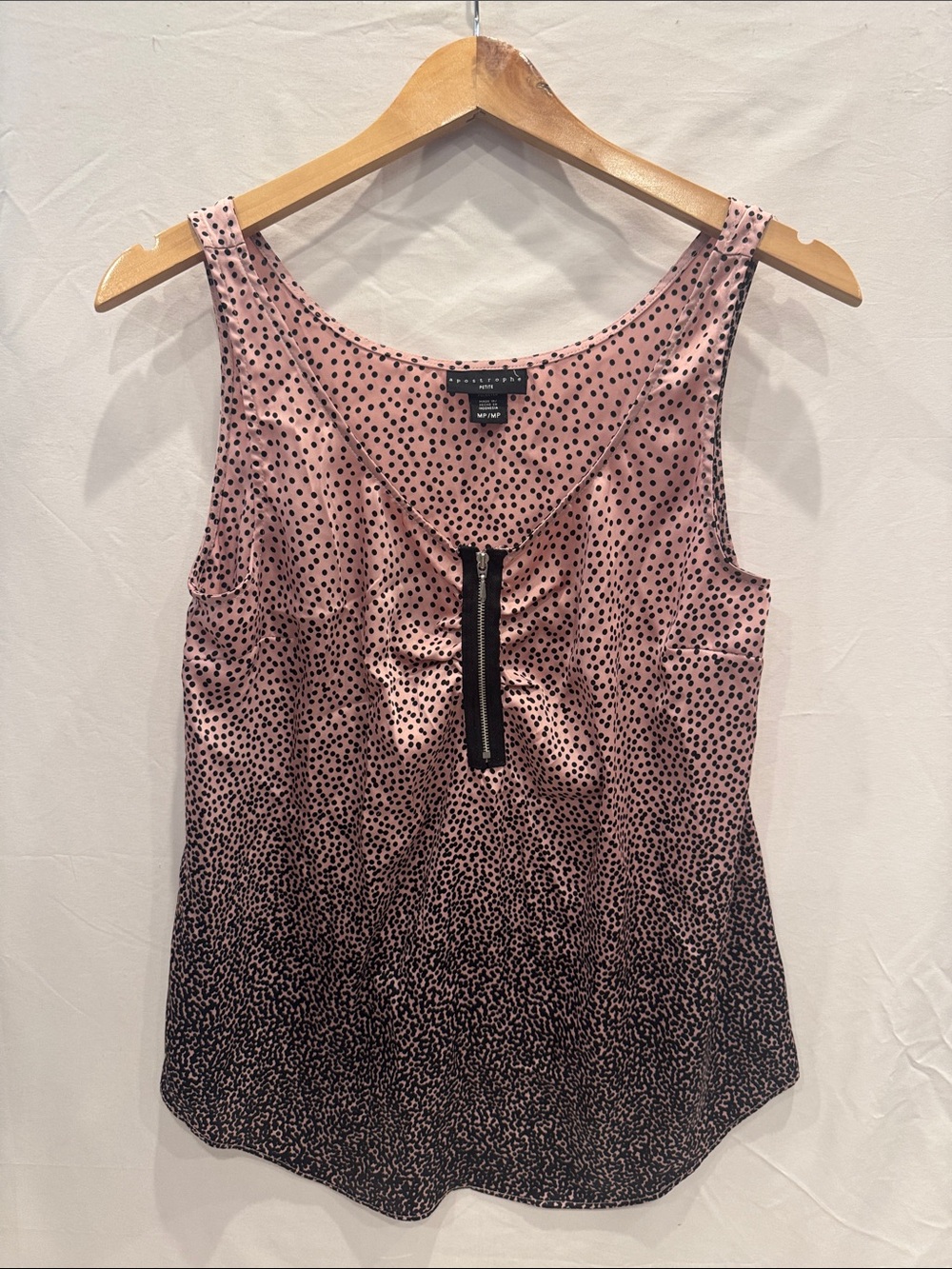 Apostrophe Pink & Black Polka Dot Zip-Front Tank PM
